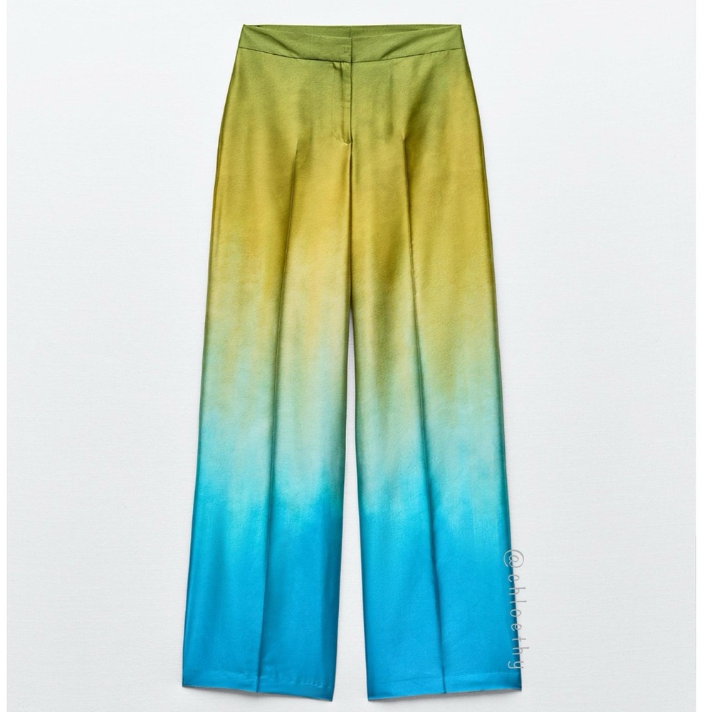 Zara TIE DYE SATIN EFFECT WIDE LEG PANTS